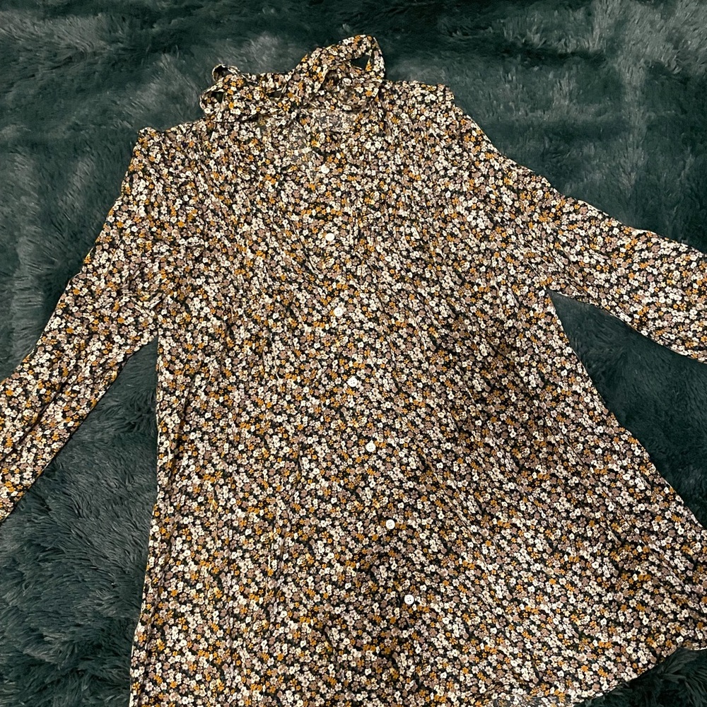 Unique Dress Shirt with Bow Detail Neckline
